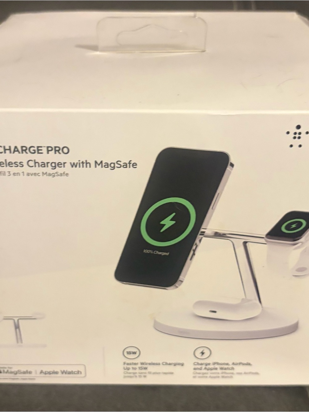 3-in-1 Wireless Charger with MagSafe - White/Silver